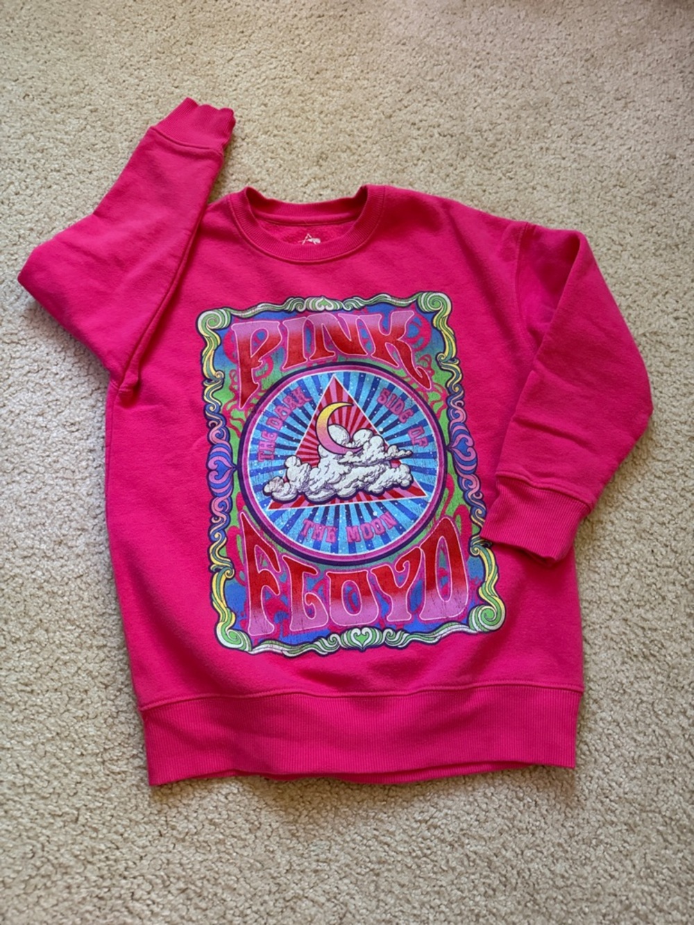 Pink Floyd Bright Hot Pink Kids Graphic Sweatshirt